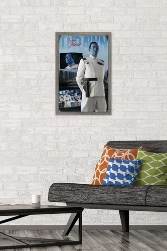 Vista 2 de Trends International Star Wars: Ahsoka - Póster de pared de gran almirante Thrawn, 22.4 pulgadas de largo x 14.7 W, versión enmarcada en madera