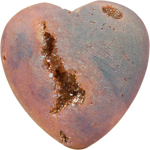 Vista 7 de Rockcloud Forma de corazón titanio recubierto de ágata geoda drusa decoración para el hogar piedras de bolsillo espécimen 1.4-1.7", Duzy Geode