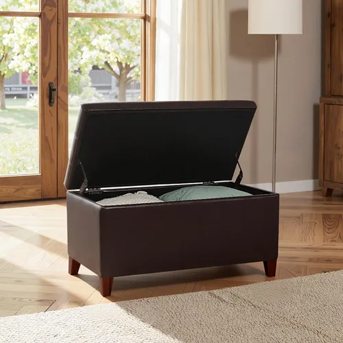 Vista 9 de Joveco Banco Otomán de Almacenamiento, 33 Pulgadas de Cuero Sintético Rectangular con Capitoné, Taburete para los Pies al Pie de la Cama