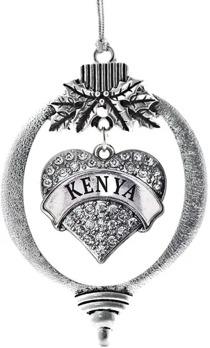 Vista 25 de Inspired Silver Adornos festivos de dije de corazón pave de plata con circonitas cúbicas