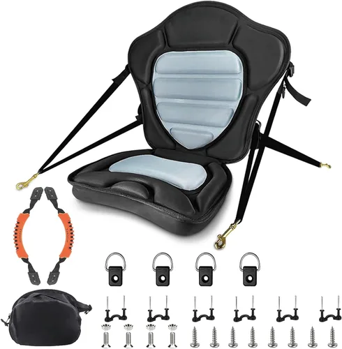Vista 10 de HLOGREE Asientos de kayak: 1/2 pieza, cojín acolchado grueso con soporte de respaldo, compatible con canoa y Ocean Sup