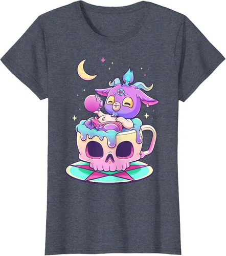 Vista 92 de Kawaii Pastel Goth Cute espeluznante Pentáculo Baphomet - Camiseta de cabra, Negro