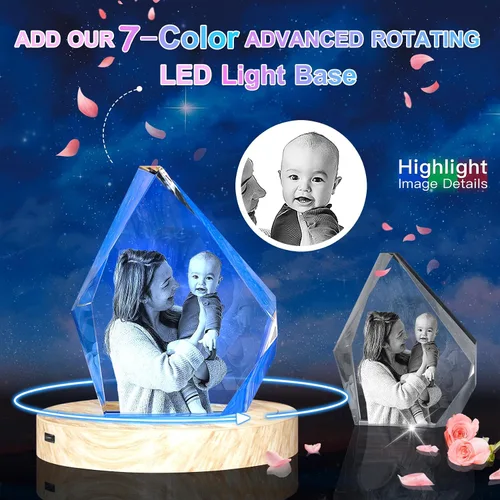 Vista 5 de Foto de cristal 3D personalizada, regalos del día de la madre para mamá, regalos de fotos personalizados para ella, él, papá, mujeres, hombres