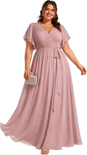 Vista 26 de Ever-Pretty Plus Vestidos de dama de honor formales de gasa para mujer Negro
