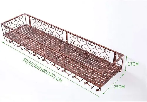Vista 2 de LaseVe Estante de vino, estantes de metal montado en la pared, soporte para botellas de vino, estante de vino montado en la pared Altura ajustable
