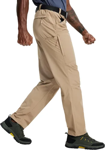 Vista 11 de Pantalones de senderismo para hombre, ligeros, de carga, de trabajo, tácticos, de nailon, elásticos, impermeables, de secado rápido, para pesca