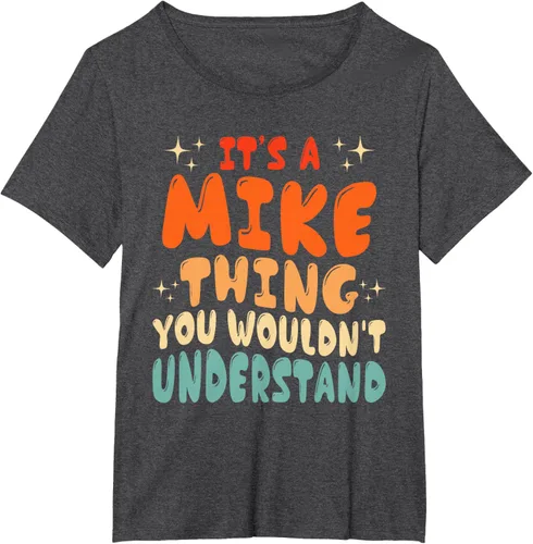 Vista 30 de Camiseta retro de los años 80 con texto en inglés "It's A Mike Thing You Wouldn't Understand", Negro