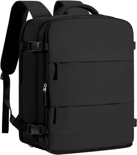 Vista 36 de Mochila de viaje grande, bolsa de mano, aprobada para aviones, para artículos personales, para hombre o mujer, color beige con marrón