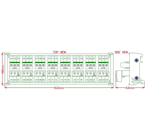 Vista 6 de Electronics-Salon Módulo de distribución de bloque de terminales de tornillo de 8x3 posiciones 10A/300V enchufable para montaje en carril DIN