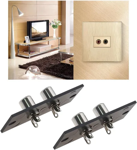 Vista 3 de 4 unids RCA conector 2 vías RCA terminal panel de pared placa entrada Phono chasis socket AV conector audio hogar accesorios