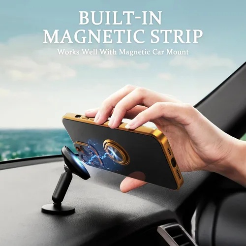 Vista 7 de IDweel Funda para iPhone 13 Pro Max con soporte de anillo de 360°, soporte magnético, ligera, delgada, borde de oro rosa, TPU suave, protección