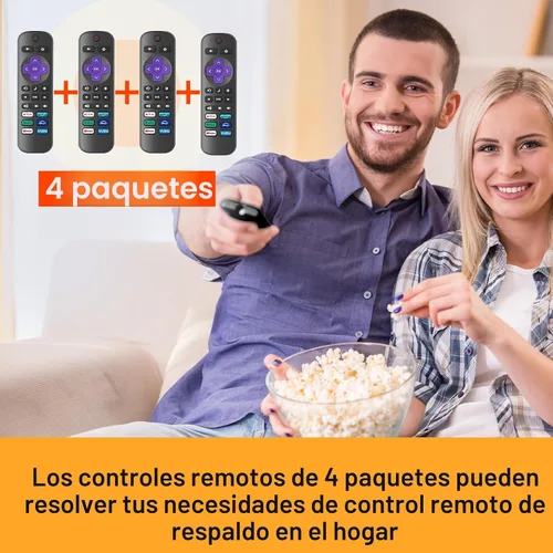 Vista 7 de Paquete de 4 controles remotos de repuesto solo para Roku TV, compatible con todos los TCL Roku/Hisense Roku/Onn Roku/Sharp/Philips Roku