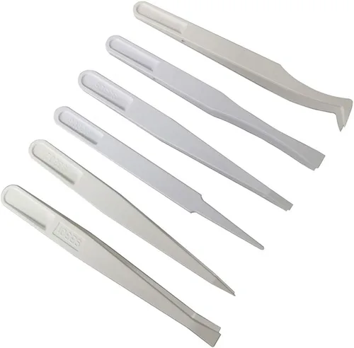 Vista 9 de FEITA Kit de pinzas de plástico de precisión, juego de pinzas antiestáticas de plástico, herramienta de reparación de bricolaje, herramienta de negro