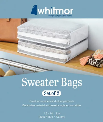 Vista 7 de WHITMOR Juego de 2 bolsas para suéter, color blanco, 2 unidades (paquete de 1)