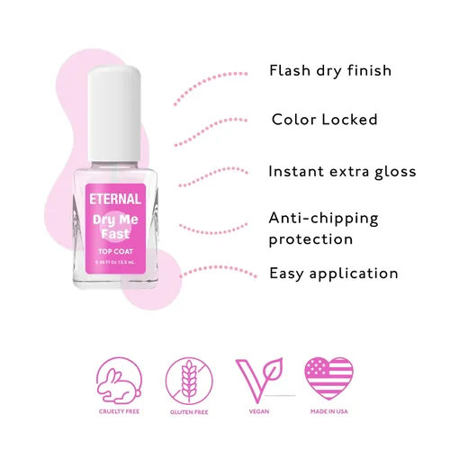 Vista 3 de Eternal Capa superior de secado rápido Sellador de esmalte de uñas de alto brillo de secado rápido, acabado transparente resistente a las manchas