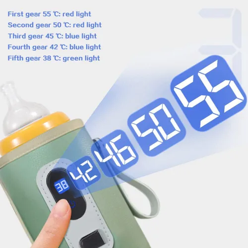 Vista 3 de Calentador de leche USB, calentador de biberones portátil con pantalla de temperatura para viajes, camping, calentador de biberones portátil