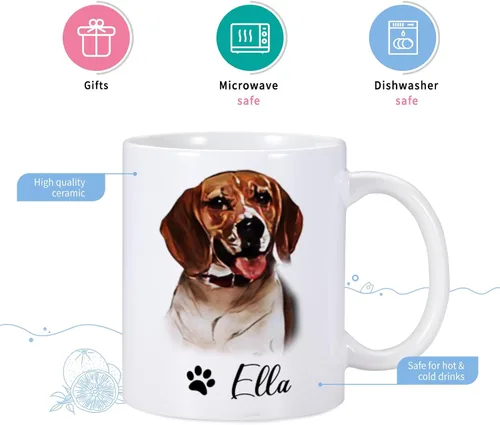 Vista 7 de Taza personalizada para perro con foto y nombre, taza de café personalizada para perros y gatos, taza de café personalizada, taza de imagen