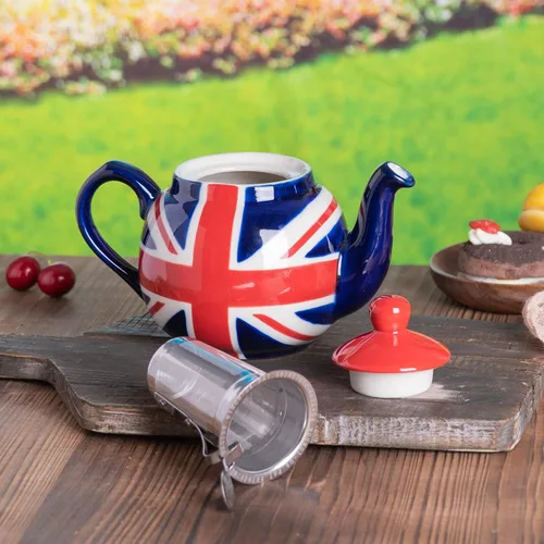 Vista 5 de London Pottery Tetera con infusor, cerámica, pintado a mano Union Jack Edición Limitada, 2 tazas (20.3 fl oz)