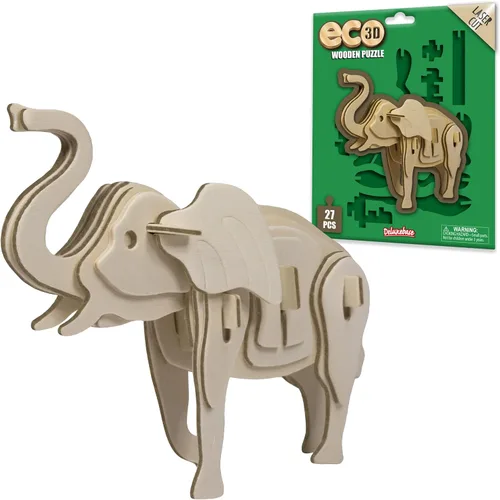 Vista 17 de Rompecabezas de madera Eco 3D de Deluxebase. Kit de manualidades de rompecabezas 3D con temática animal. Juguetes de animales de safari de madera