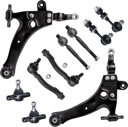 Vista 67 de Detroit Axle - Kit de suspensión delantera de 10 piezas para Jeep 2002-2004