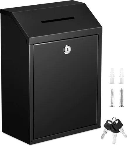 Vista 23 de Yaocom Caja de Recolectión de Donaciones de Efectivo de Metal Caja de Sugerencias Segura con Cerradura Montada en la Pared Buzón de Entrega