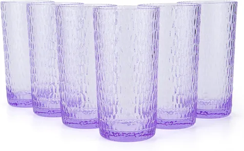 Vista 8 de KX-WARE Vasos acrílicos de plástico con forma de panal de abeja de 22 onzas, juego de 6 vasos transparentes