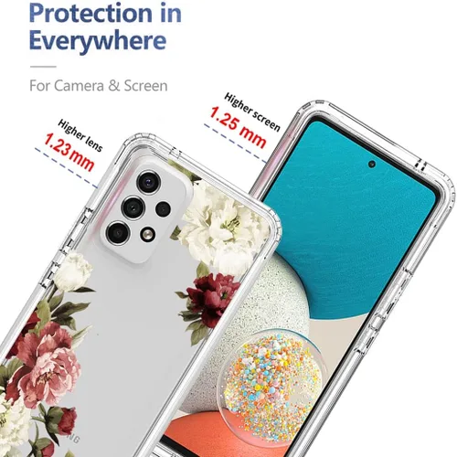 Vista 2 de Funda de teléfono para Galaxy A53 5G, Samsung A53 5G SM-A536U con protector de pantalla de vidrio templado, funda protectora de cuerpo completo