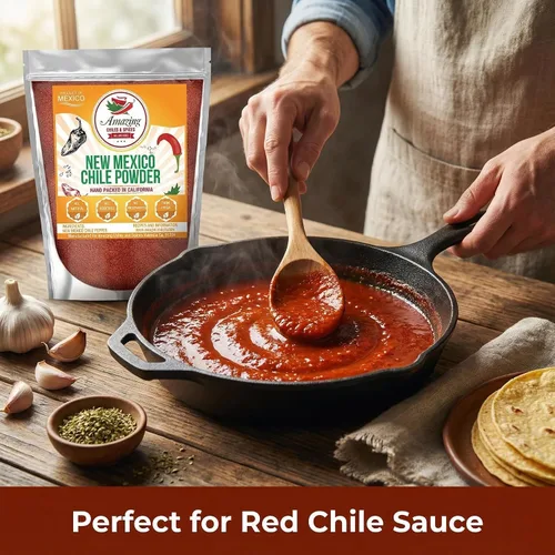 Vista 5 de Chili en polvo de Nuevo México (4 onzas), natural y de alta calidad. Ideal para guisos, sopas, masajes de carne, salsa, enchiladas y más. Calor