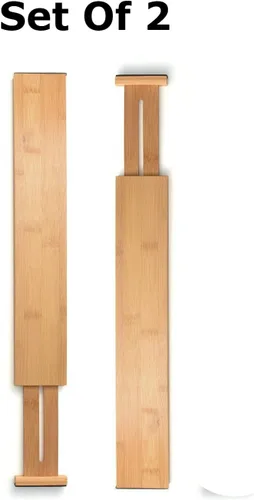 Vista 7 de Bambüsi divisores ajustables para cajones de cocina. Artesanal, 100% bambú natural.