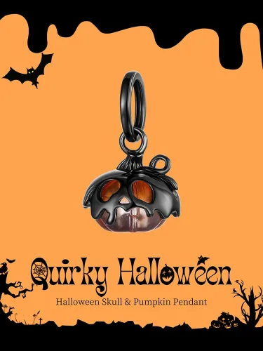 Vista 8 de Dijes de plata de ley 925 para pulseras, regalos de joyería para calabaza negra
