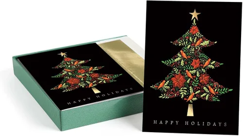 Vista 8 de Between The Branches Tarjetas Navideñas con Lámina Dorada / 16 Tarjetas de Navidad en Caja con Sobres Forrados de Lámina / 5 5/8" x 7 7/8" Tarjetas