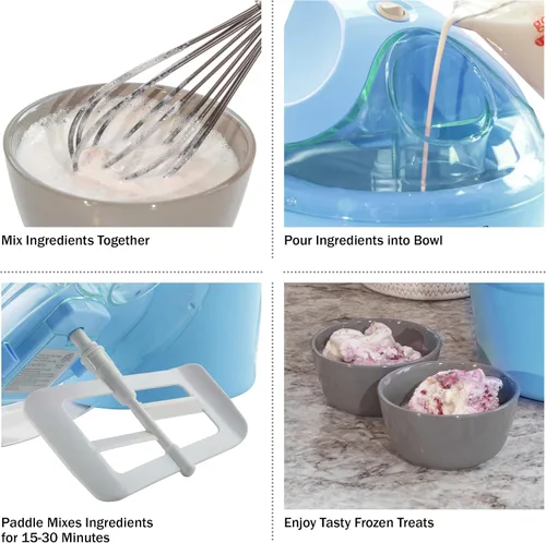 Vista 4 de Máquina para hacer helados – Máquina de helados de 1 cuarto de galón para hacer sorbete, helado, helado y yogur congelado – Electrodomésticos de Azul