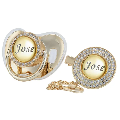 Vista 28 de Juego de Chupete y Clip con Nombre Personalizado Brillante – Chupete Personalizado para Baby Shower, Recuerdo de Recién Nacido para Fotos (Negro)