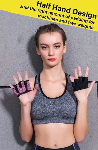 Vista 3 de SUJAYU Guantes de entrenamiento para mujeres y hombres, guantes de mano desnuda para levantamiento de pesas, agarres de peso para mujeres, guantes
