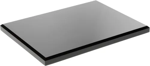 Vista 3 de Plymor Base de exhibición biselada rectangular de acrílico negro, 4" W x 2" D x 0.5" H