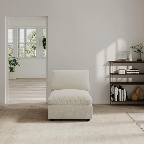 Vista 57 de Sofá seccional moderno de lino en forma de L para sala de estar, sofás modulares con relleno de plumón, fundas de cojín de sofá desmontables, sofá