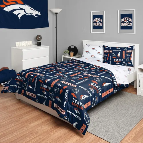 Vista 18 de FOCO Juego de ropa de cama unisex para adultos con logotipo del equipo de la NFL, sábanas y fundas de almohada, juego de ropa de cama de 5 piezas