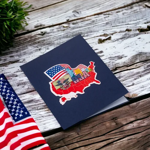 Vista 2 de Rykamia Blank USA Pop Up Card, Regalo de ciudadanía estadounidense, Regalo para un nuevo ciudadano estadounidense, Felicitaciones por convertirse