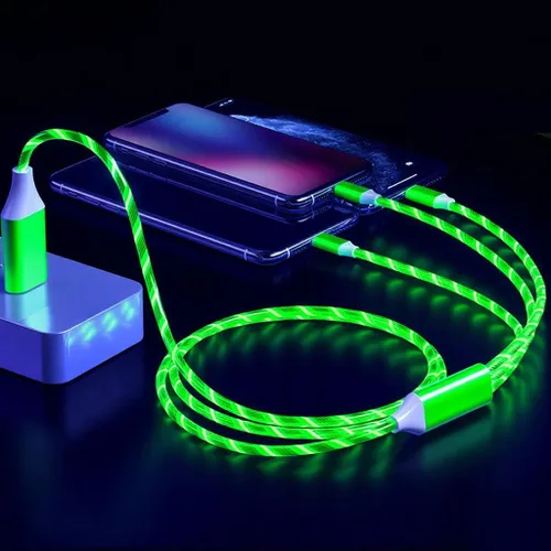 Vista 2 de AYI 3 Combinaciones Cable Cargador Multi Puertos USB A a USBC Micro PD Cord de Carga Rápida Iluminado Flujo de Corriente Compatible con Casi Todos 3
