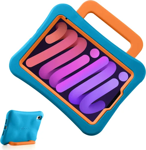 Vista 14 de Funda para Niños para iPad mini 7 (A17 Pro) 2024/iPad Mini6 2021, Peso Ligero Resistente/A Prueba de Golpes/A Prueba de Caídas con Asa/Soporte