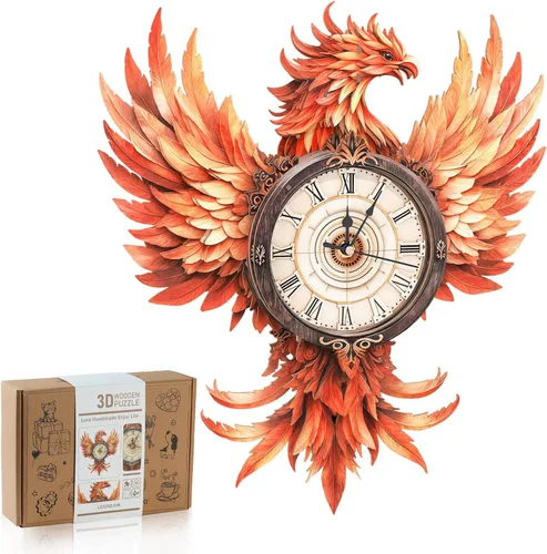 Vista 14 de Rompecabezas de madera 3D para adultos, rompecabezas 3D reloj bulldog (con péndulo) 32 piezas, rompecabezas de madera para principiantes