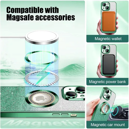 Vista 152 de Misscase Funda magnética con purpurina para iPhone 11 compatible con MagSafe, protección completa, delgada, a prueba de golpes, antiarañazos