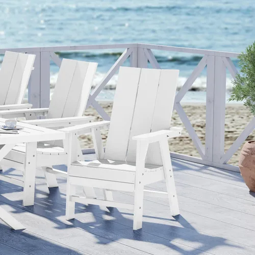 Vista 32 de WestinTrends Malibu Outdoor Patio HDPE Adirondack Silla de comedor para patio, color negro