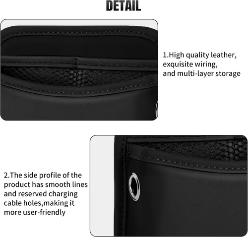Vista 7 de JEYODA Bolsillo de almacenamiento lateral para asiento de auto, organizador pequeño, bolsa organizadora lateral de consola de cuero sintético