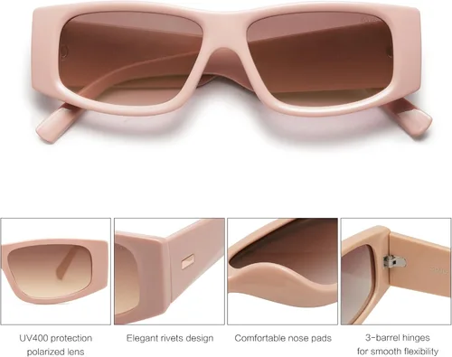 Vista 54 de SOJOS Gafas de sol polarizadas rectangulares Y2K de moda para mujeres y hombres, gafas de sol rave de diseñador de moda SJ2228