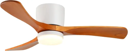 Vista 13 de GESUM Ventilador de techo de 42 pulgadas con control remoto de luces, ventilador de techo de perfil bajo con 3 aspas de madera de nogal, reversible