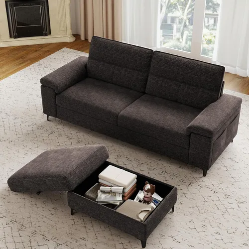 Vista 23 de Upvilla Sofá moderno de 71.25 pulgadas para sala de estar, sofás de asiento profundo con cojín de 8 pulgadas, cómodo sofá de amor de felpilla de 2