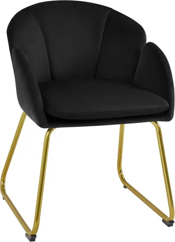 Vista 9 de Yaheetech Silla de terciopelo para sala de estar, sillón en forma de flor con patas doradas, silla lateral tapizada para tocador, sala de estar