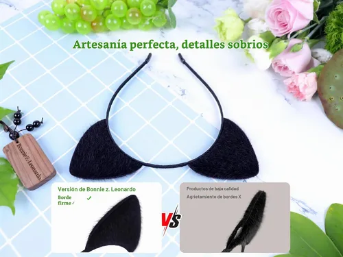 Vista 7 de Bonnie Z. Leonardo Diadema acolchada con orejas de gato A-Negro