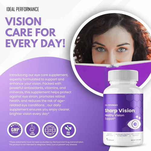 Vista 5 de Sharp Vision Cápsulas de suplemento para ojos, suplemento Sharp Vision para píldoras de apoyo a la salud ocular, máxima fuerza, todo natural
